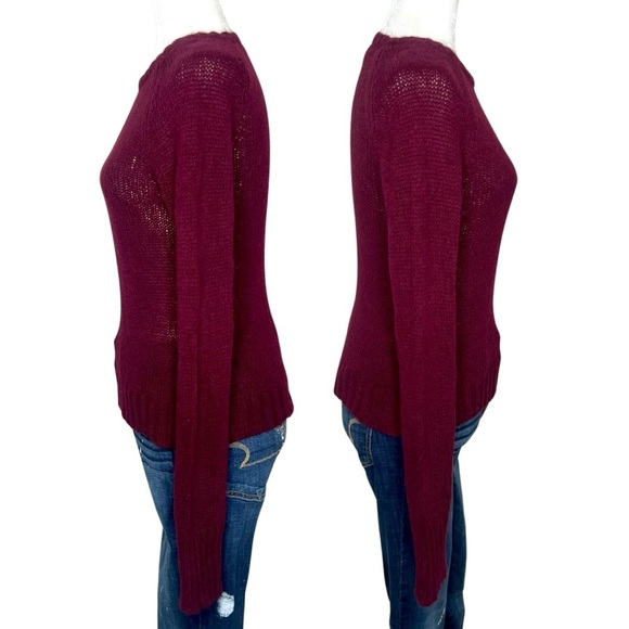AEO Sweater Angora Wool Blend Crew Neck Long Sleeve Burgundy Wine Junior Large L - Picture 6 of 14